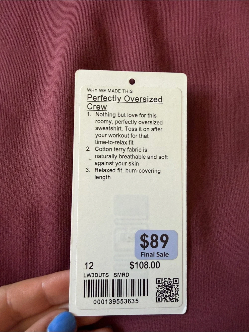 Lululemon Perfectly Oversized Crew SMRD 12